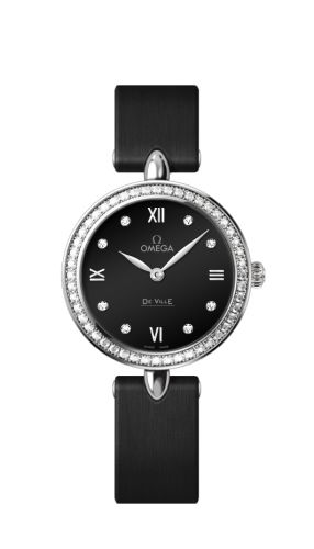 Omega De Ville Prestige Dewdrop Quartz 27.4 Stainless Steel / Black / Diamond
